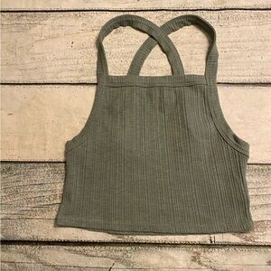 American Eagle crop ribbed criss cross back tank. XS